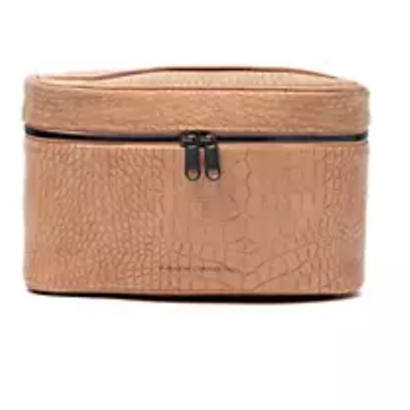 French Connection Arla Crocodile Train Case Latte By French Connection NWT - Picture 1 of 5